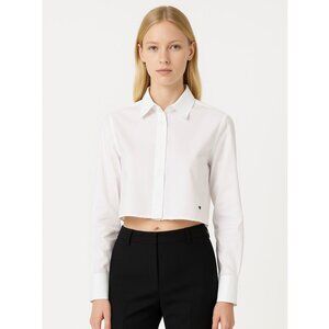 HommeGirls Cotton Twill Cropped Shirt White Size Small Excellent Raw Hem Italy